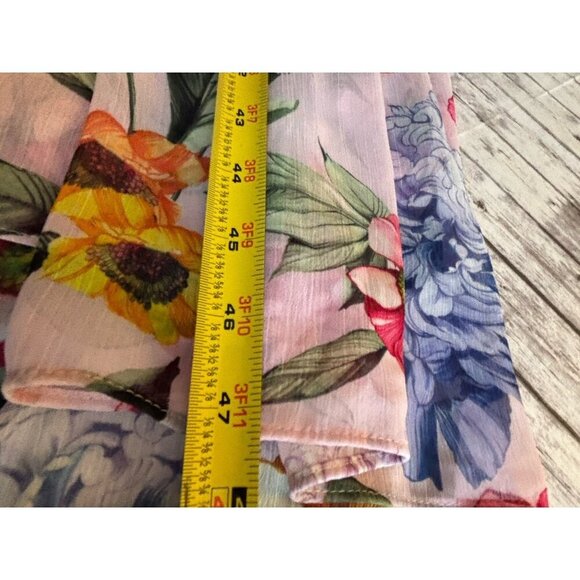 Express Pink Floral Spring Chiffon Tie Strap Tiered Maxi Dress Small Romantic - Picture 10 of 12